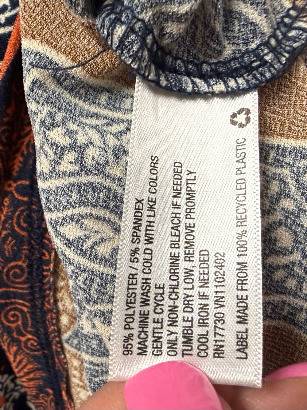 Xhilaration Navy Floral & Paisley Halter Mini Dress with Rust Border - Picture 6 of 8